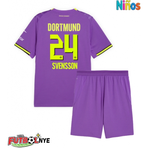 Camiseta Borussia Dortmund Daniel Svensson #24 Tercera Equipación para niños 2026-27 manga corta (+ pantalones cortos)